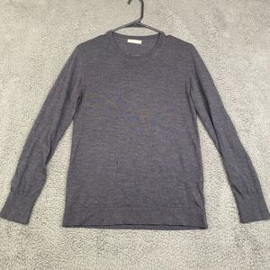 6397 Crew Neck Wool Sweater Size Large Gray Merino FLAWS